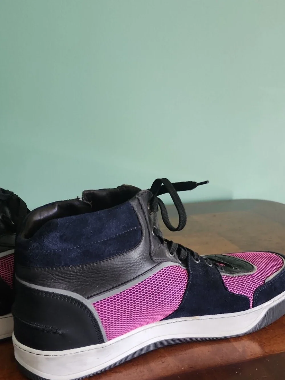 Lanvin Pink and Navy High-Top Sneakers